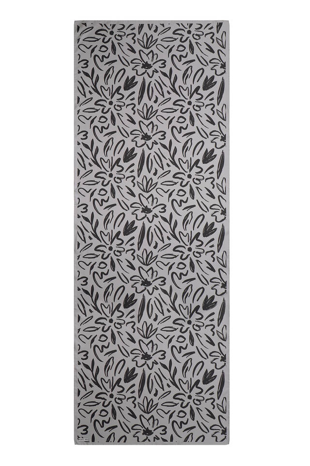 Anthracite Spring Pattern Twill Silk Scarf - 3