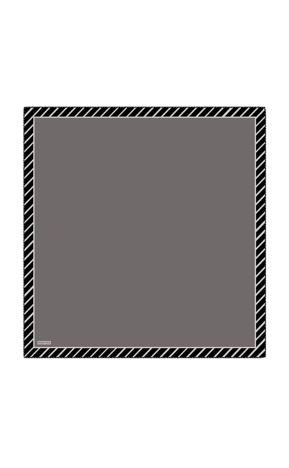 Anthracite Stripe Pattern Twill Silk Square Scarf - Bursa İpek