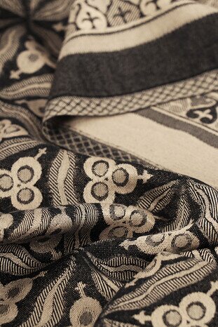 Anthracite Turkish Pattern Woven Silk Scarf - Thumbnail