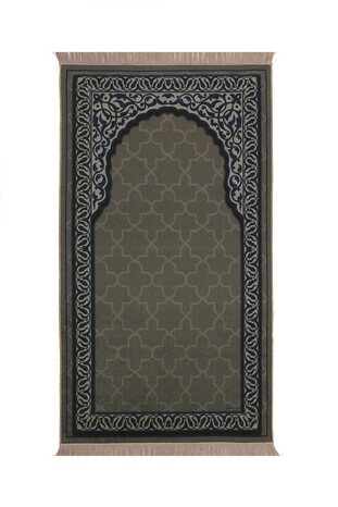 Anthracite Velvet Carpet Prayer Rug - Thumbnail