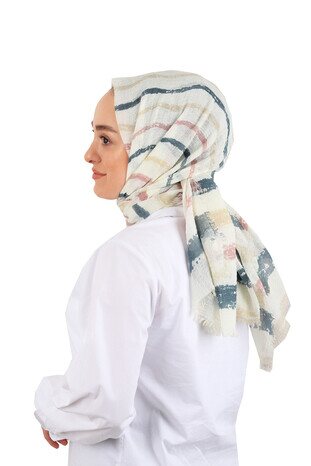 Anthracite Wave Pattern Crepe Scarf - Thumbnail