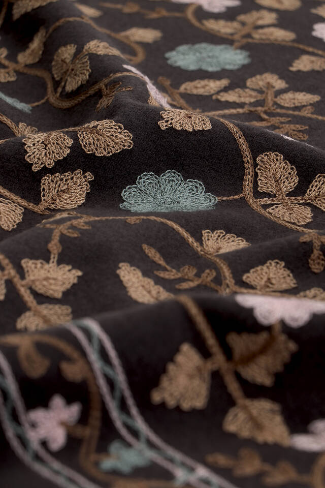 Antrasit Nakışlı Kışlık Şal - 4