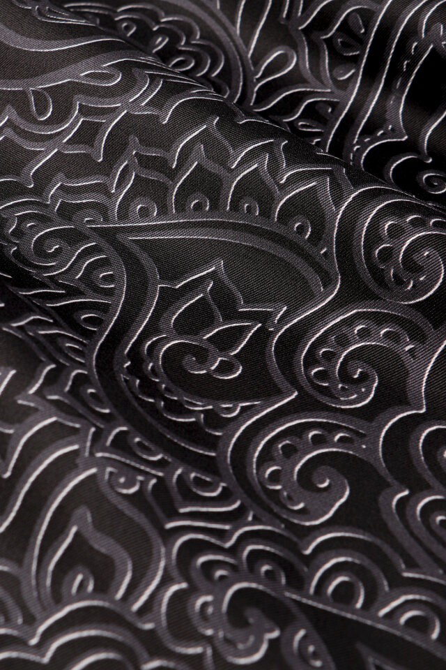 Black Art Pattern Twill Silk Scarf - 4