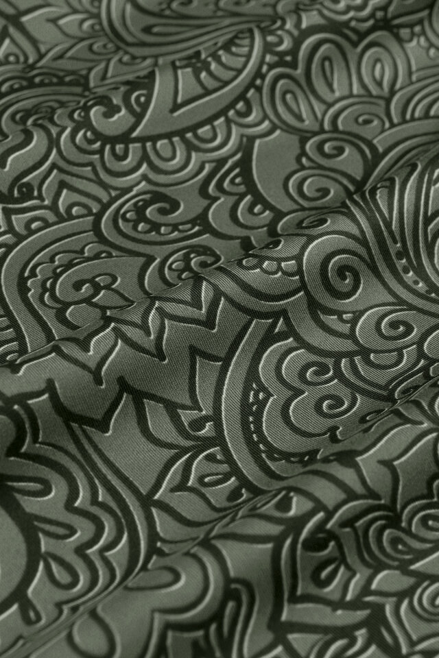 Khaki Art Pattern Twill Silk Scarf - 4