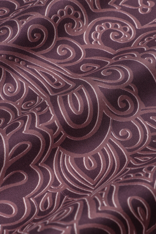 Damson Art Pattern Twill Silk Scarf - 4