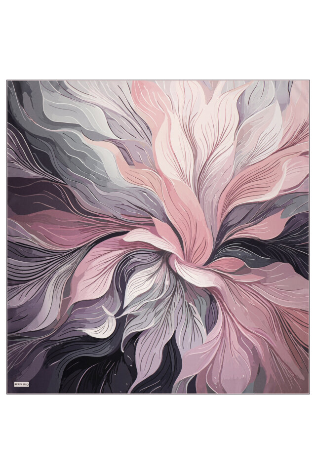 Mor Arya Desen Twill İpek Eşarp - 2