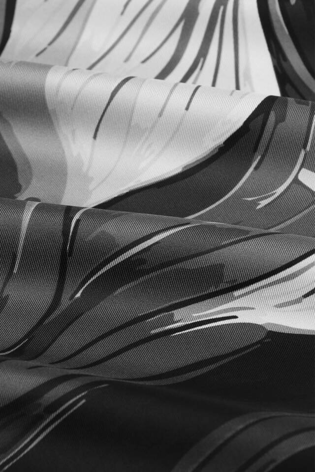 Siyah Arya Desen Twill İpek Eşarp - 3