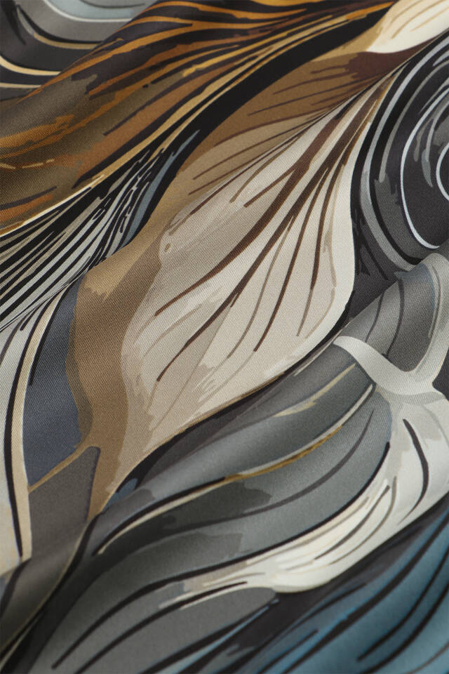 Mint Arya Pattern Twill Silk Scarf - 3