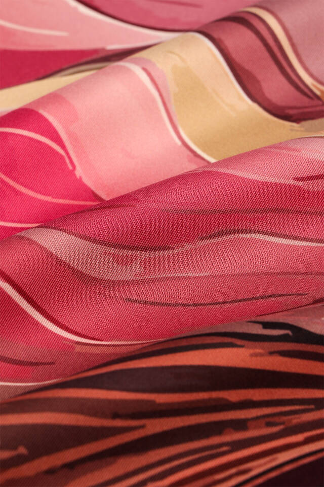 Burgundy Arya Pattern Twill Silk Scarf - 3