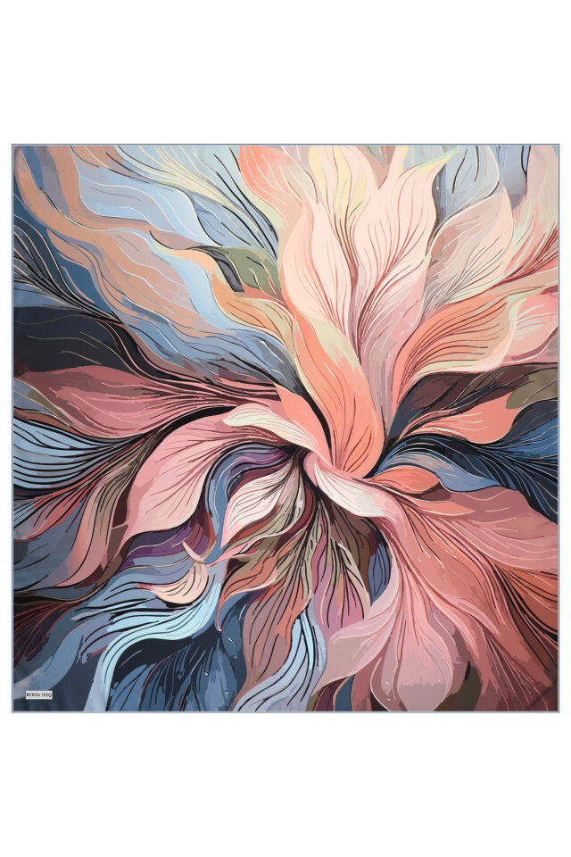 Indigo Arya Pattern Twill Silk Scarf - 2