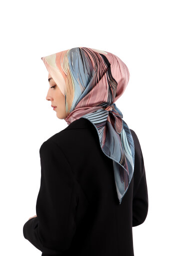 Indigo Arya Pattern Twill Silk Scarf 