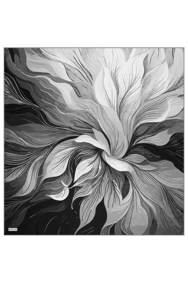 Black Arya Pattern Twill Silk Scarf - 2