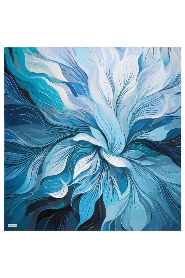 Blue Arya Pattern Twill Silk Scarf - 2