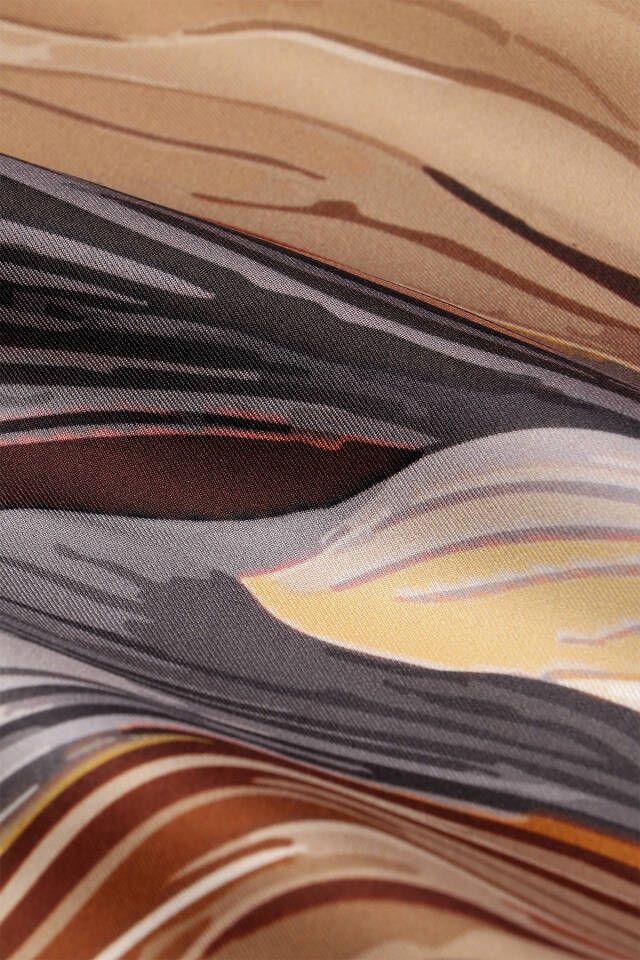 Brown Arya Pattern Twill Silk Scarf - 3