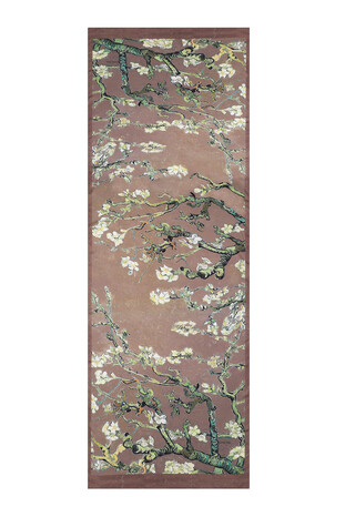 Kahverengi Badem Çiçeği İpeksi Şal - Thumbnail