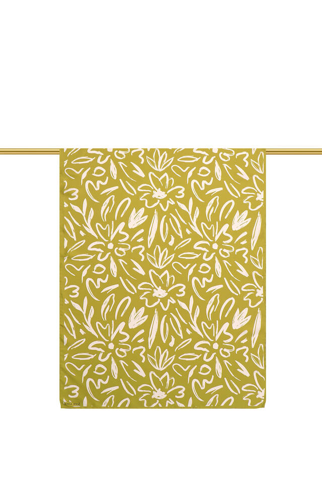 Asit Yeşil Bahar Desen Twill İpek Şal - 2