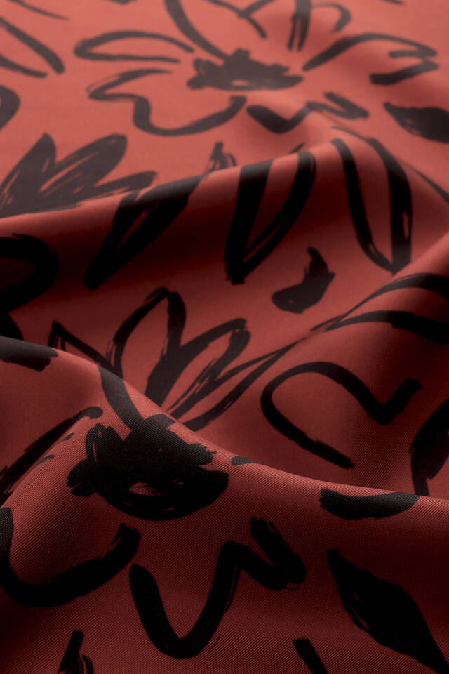 Bordo Bahar Desen Twill İpek Şal - 4