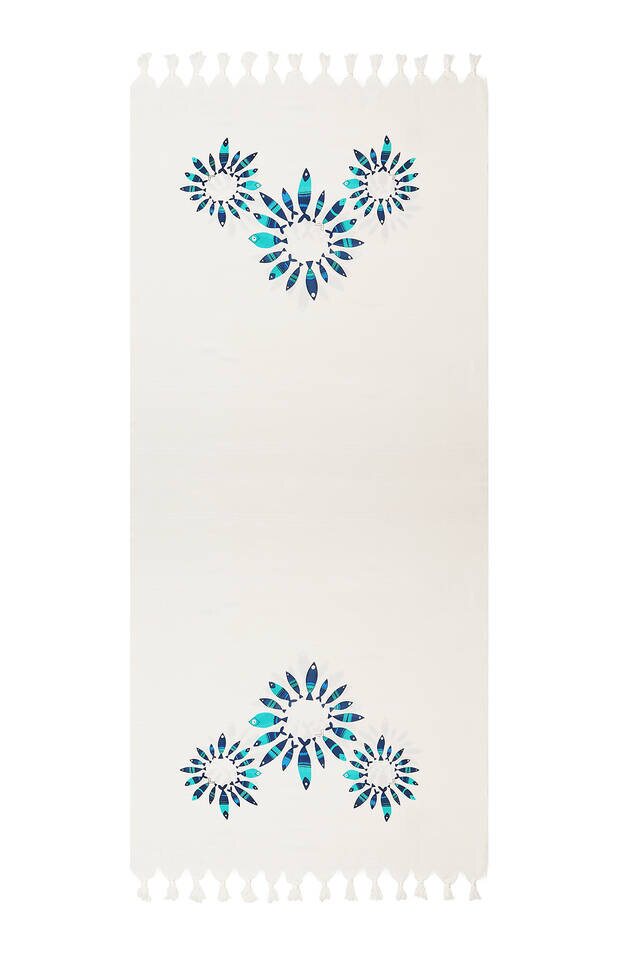 Lacivert Balıklar Bambu Peştemal - 2