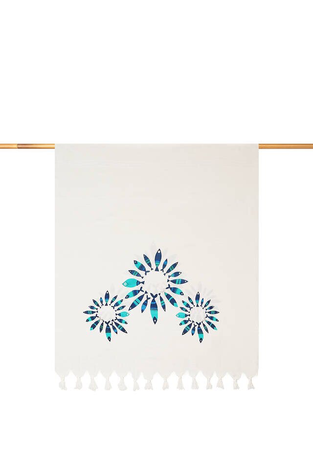 Lacivert Balıklar Bambu Peştemal - Bursa İpek