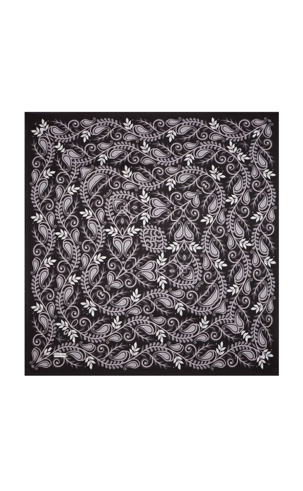 Black Virgo Pattern Twill Silk Scarf 