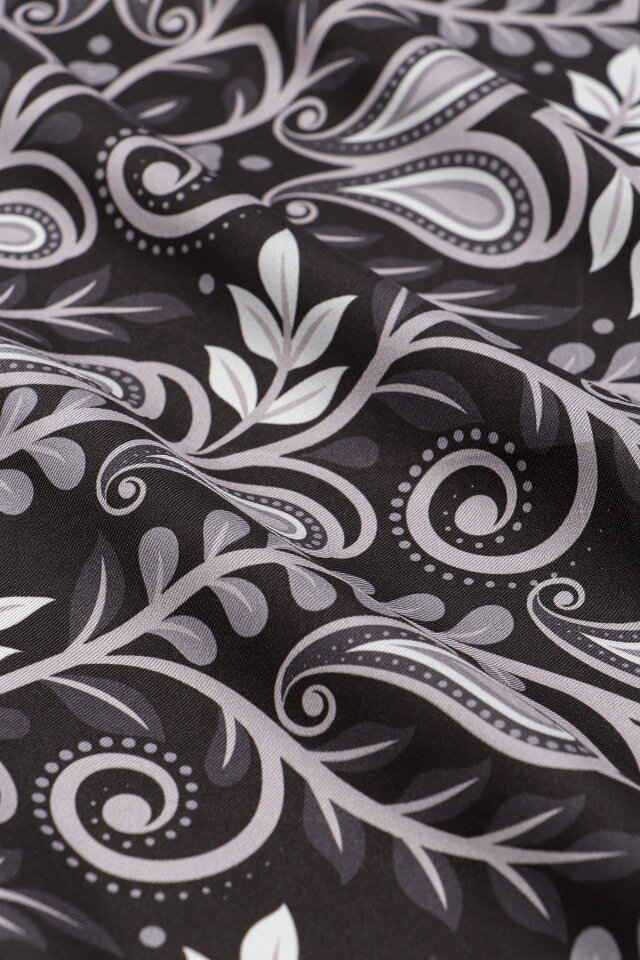 Black Virgo Pattern Twill Silk Scarf - 2