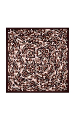 Brown Virgo Pattern Twill Silk Scarf 