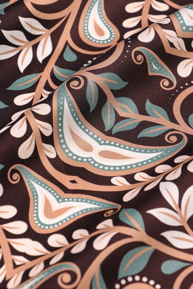 Brown Virgo Pattern Twill Silk Scarf - 2