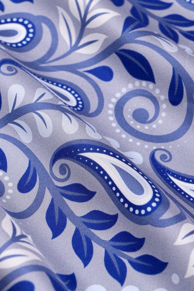 Ice Blue Virgo Pattern Twill Silk Scarf - 2