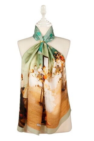 Beige Ballerina Silk Painting Foulard 