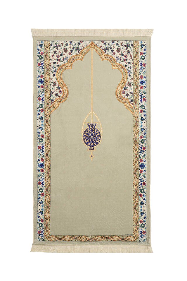 Beige Bamboo Carpet Prayer Rug - Bursa İpek