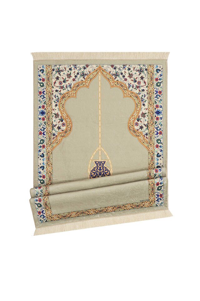 Beige Bamboo Carpet Prayer Rug - 4