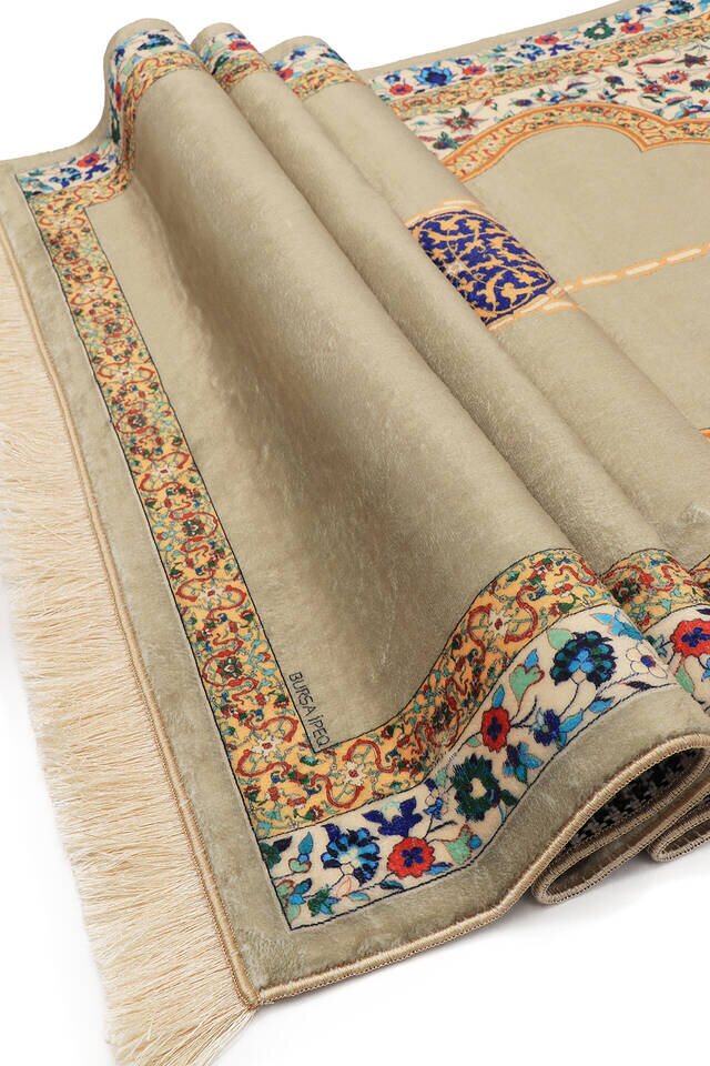 Beige Bamboo Carpet Prayer Rug - 3