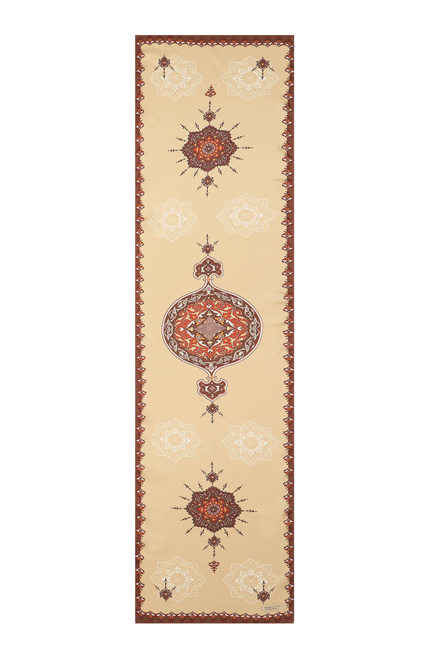 Beige Brown Belly Tight Silk Foulard - 4