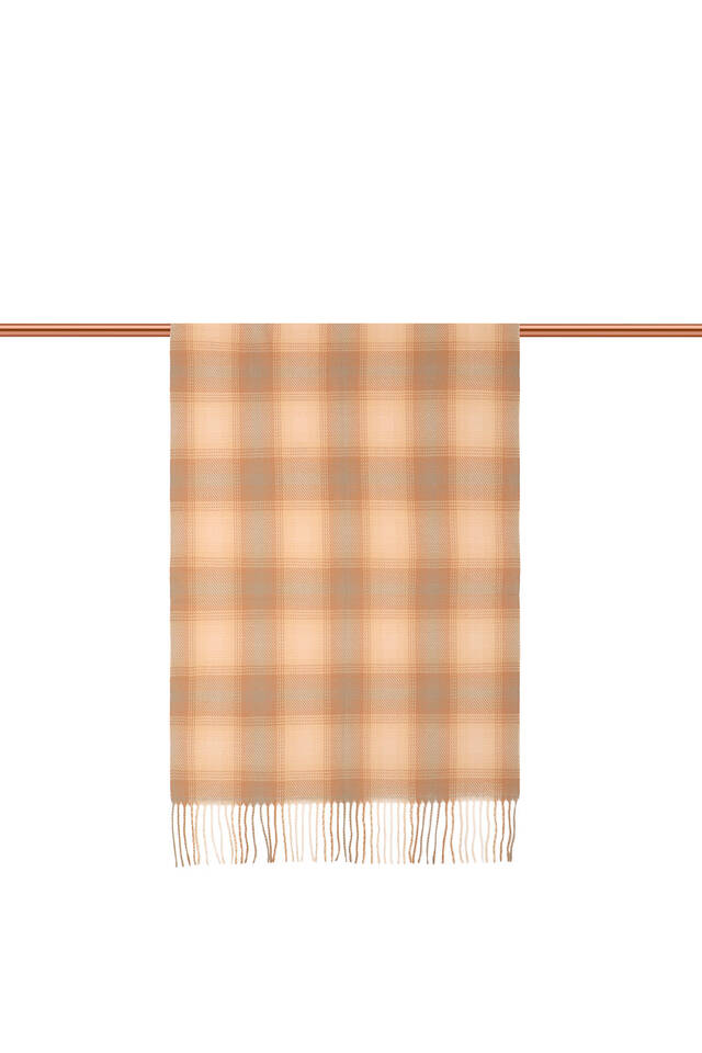 Beige Camel Patterned Winter Shawl - 3