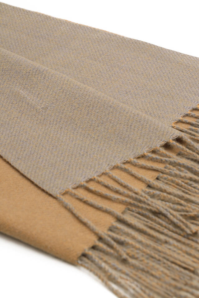 Beige Gray Double Sided Winter Shawl - 4