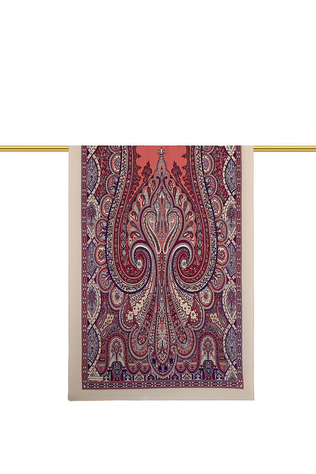 Beige Nile Pattern Sura Silk Scarf - 3