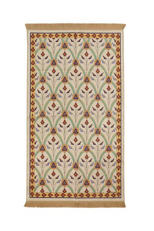 Beige Velvet Carpet Prayer Rug 