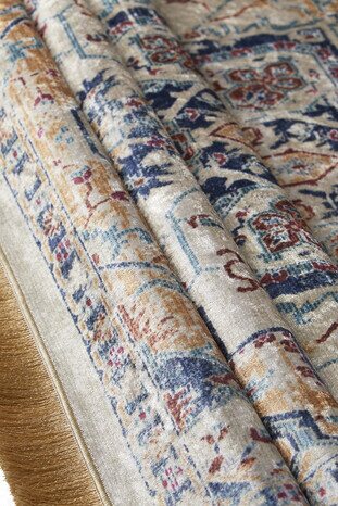 Beige Velvet Carpet Prayer Rug - Thumbnail