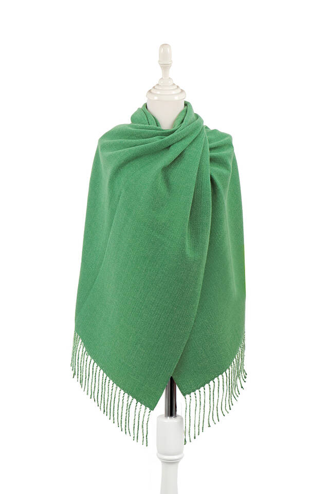 Benetton Green Double Sided Winter Shawl - Bursa İpek