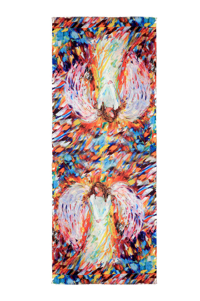 Beyaz Angel Desen Kışlık Şal - 4