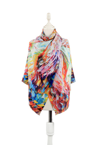 Beyaz Angel Desen Kışlık Şal 