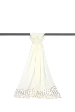 Beyaz El İşi Dantel Angles Şal 