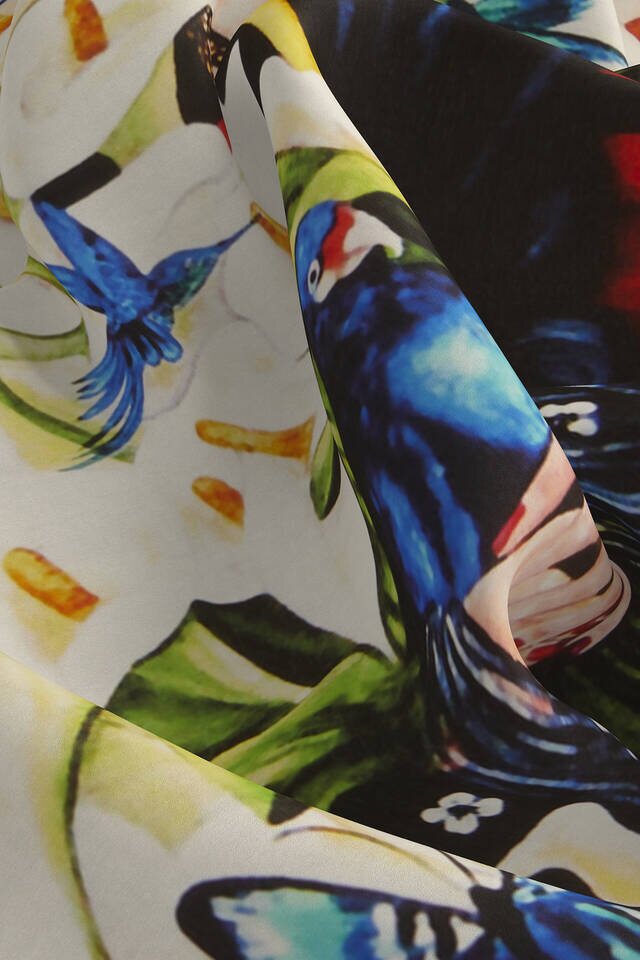 Beyaz Frida Desen İpek Mendil - 3