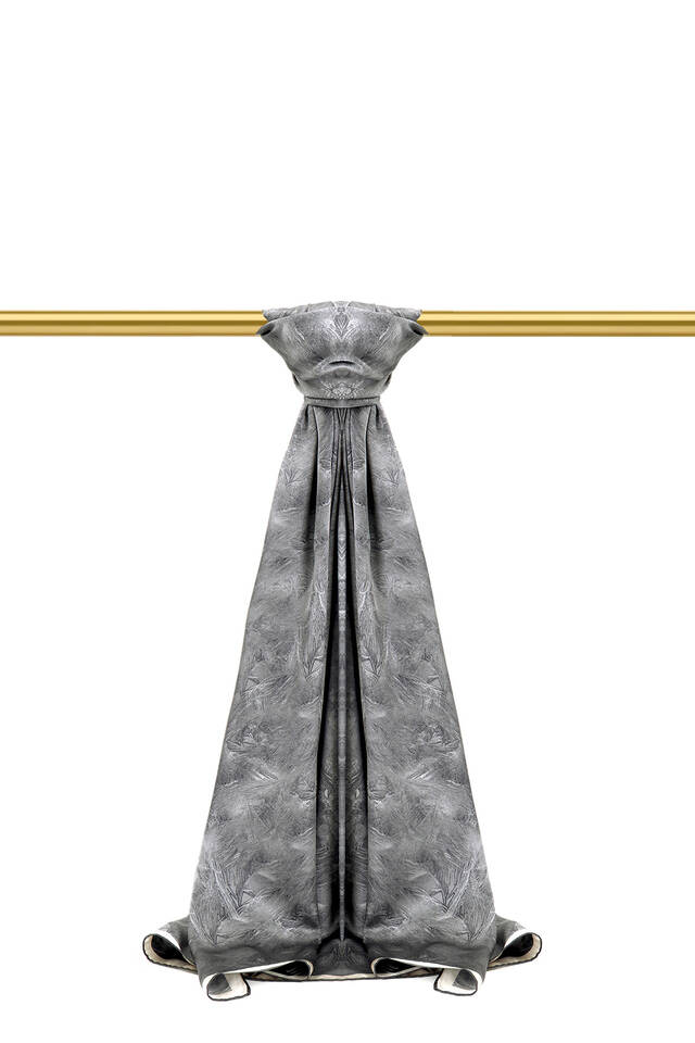 Antrasit Fırça Desen İpek Şal - 1