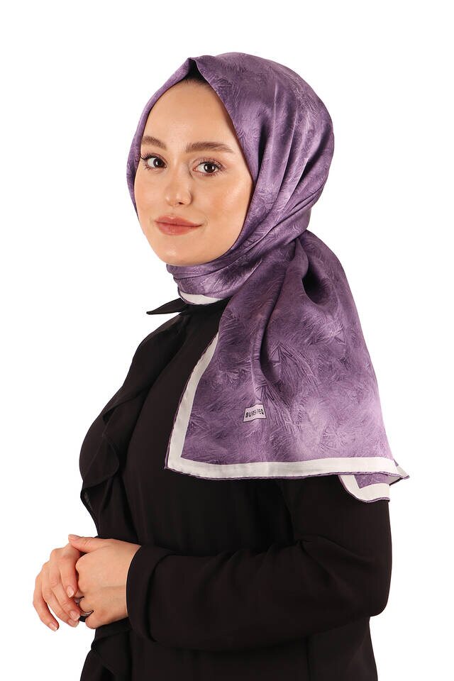 Mor Fırça Desen İpek Şal - 3
