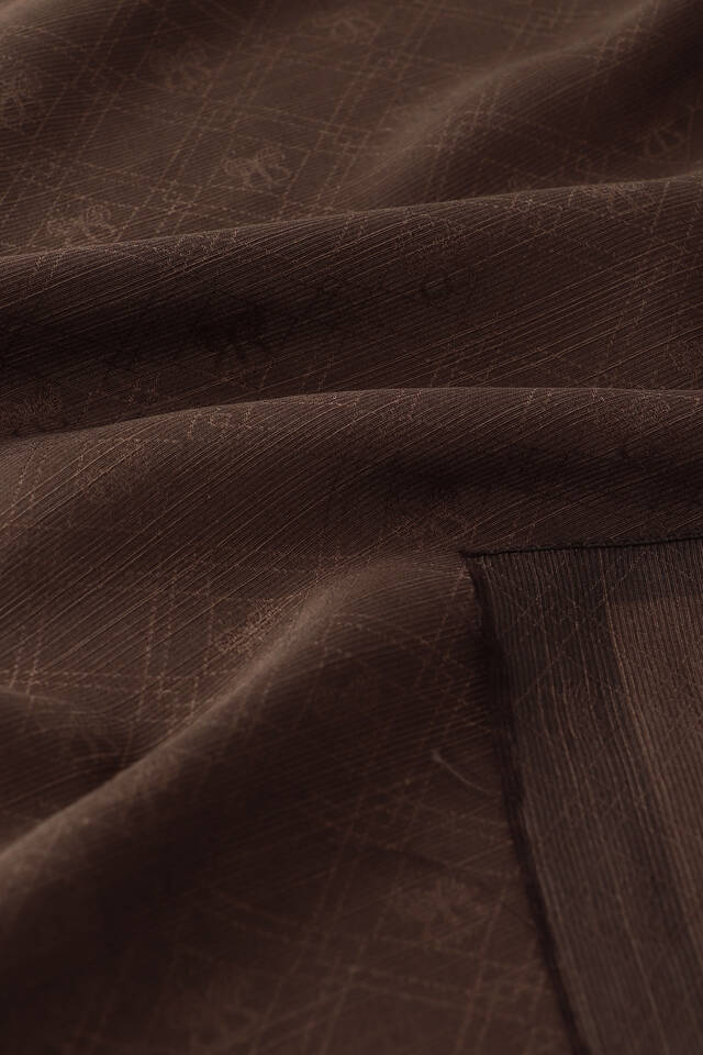 Bitter Brown Monogram Pattern Silk Cotton Scarf - 4