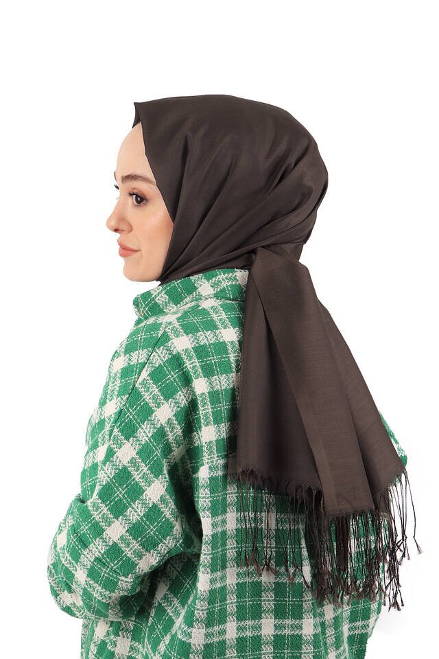 Bitter Brown Silk Look Scarf - 4