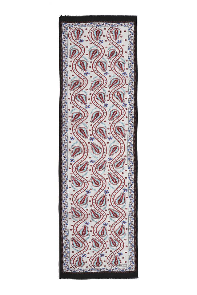 Black and White Row Tulip Voile Silk Foulard - 4