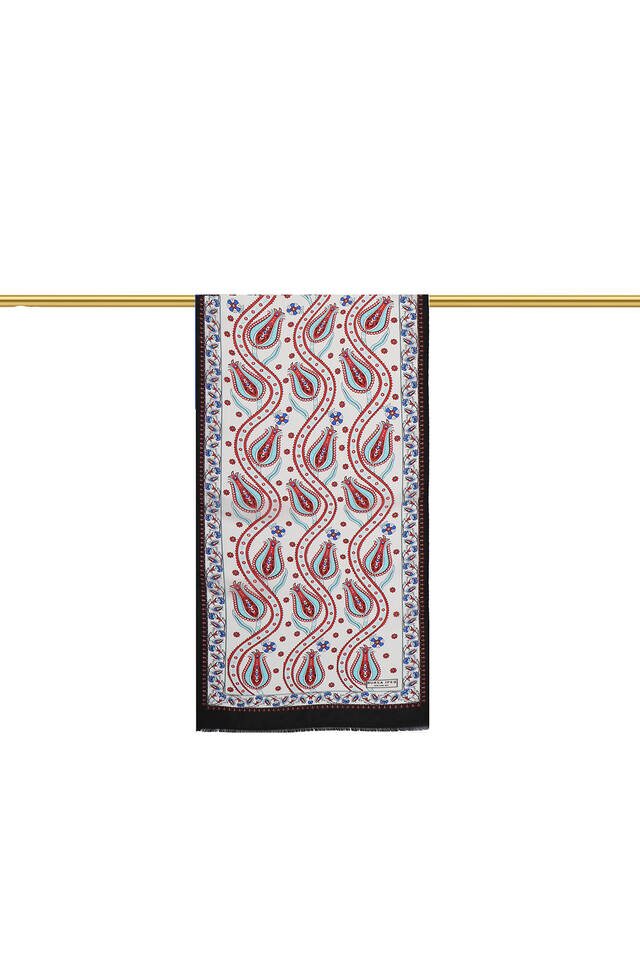 Black and White Row Tulip Voile Silk Foulard - 2