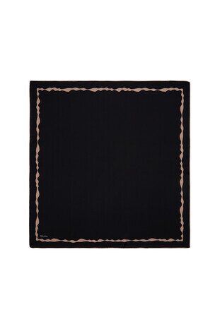 Black Border Water Wave Silk Square Scarf 